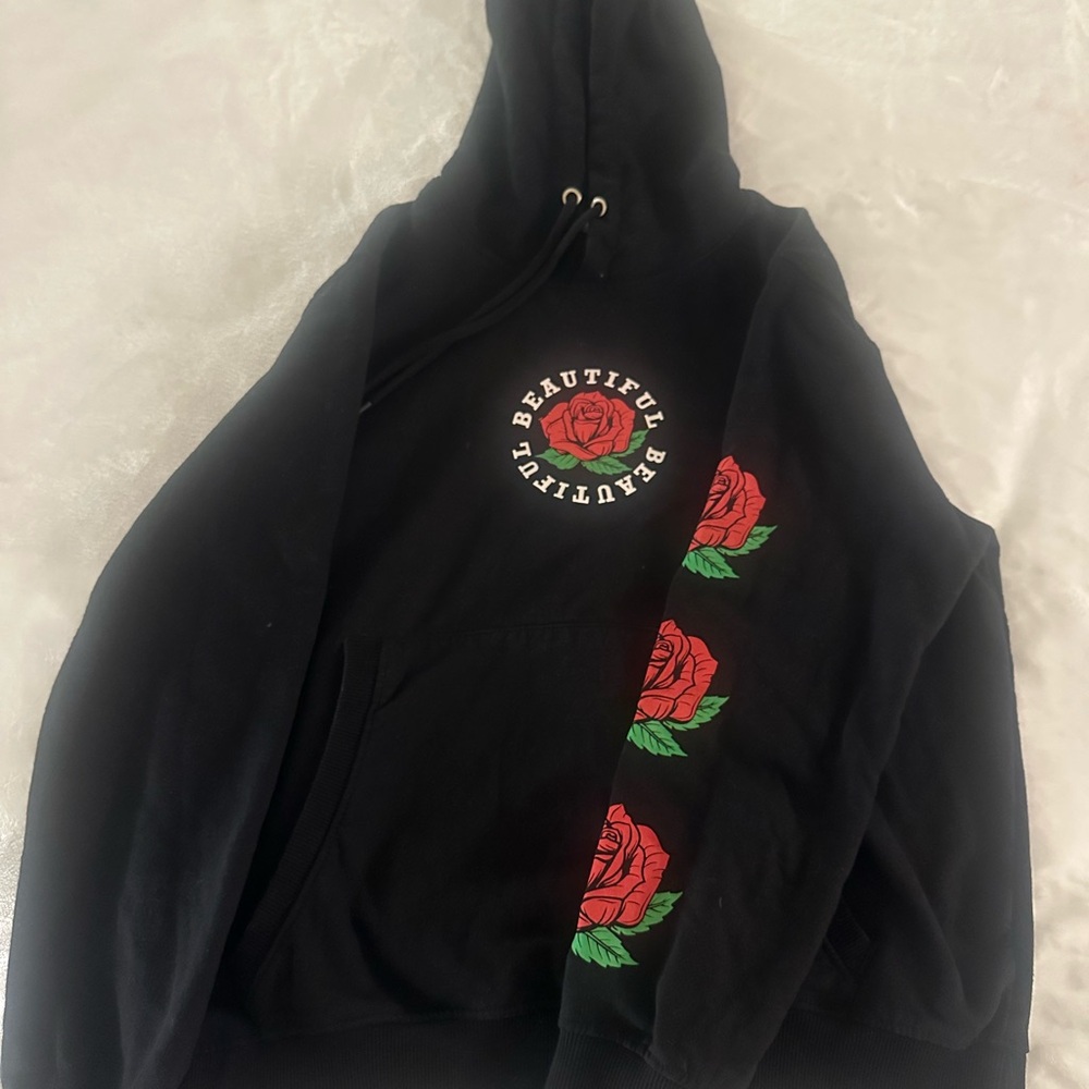 Black Hoodie with beautiful message & roses